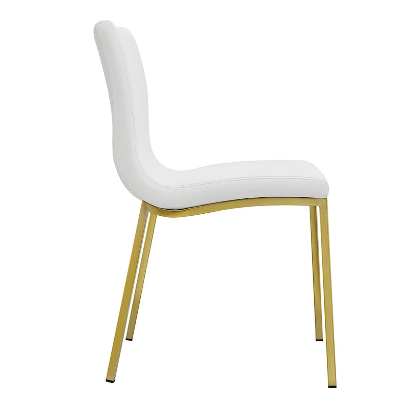 Scott Side Chair in White with Matte Brushed Gold Legs - Set of 2