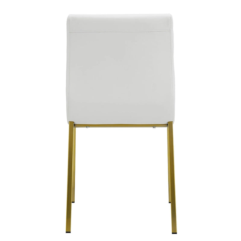 Scott Side Chair in White with Matte Brushed Gold Legs - Set of 2