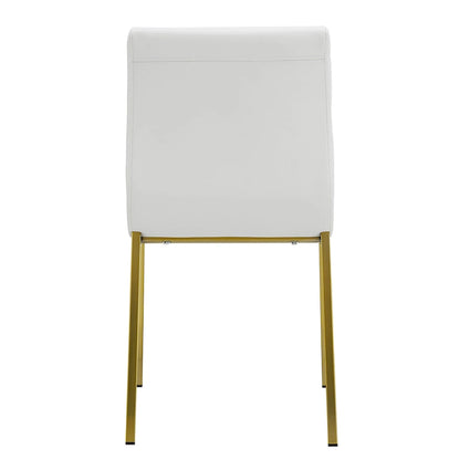 Scott Side Chair in White with Matte Brushed Gold Legs - Set of 2