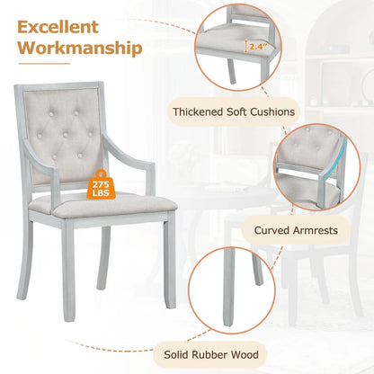 Extendable Dining Table and Chair Sets Rustic Farmhouse Dining Table and Chair Sets with Manual Leaf Extension for Kitchen