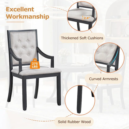 Extendable Dining Table and Chair Sets Rustic Farmhouse Dining Table and Chair Sets with Manual Leaf Extension for Kitchen