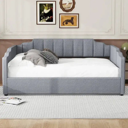 Upholstered Daybed with Underneath Storage,Full Size, Beige