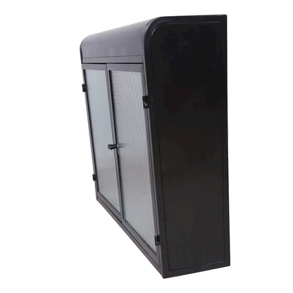 2-Door Wall-Mounted Metal Storage Cabinet with Tempered Glass Doors & Shelves for Bathroom, Kitchen, Living Room & Office