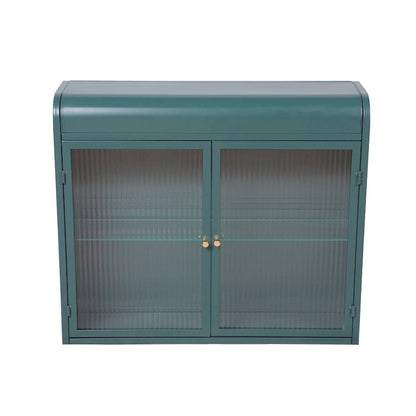 2-Door Wall-Mounted Metal Storage Cabinet with Tempered Glass Doors & Shelves for Bathroom, Kitchen, Living Room & Office