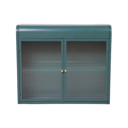 2-Door Wall-Mounted Metal Storage Cabinet with Tempered Glass Doors & Shelves for Bathroom, Kitchen, Living Room & Office