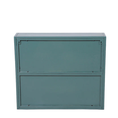 2-Door Wall-Mounted Metal Storage Cabinet with Tempered Glass Doors & Shelves for Bathroom, Kitchen, Living Room & Office
