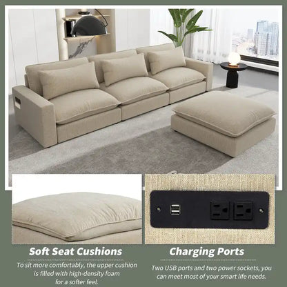 L-Shaped Reversible Sleeper Sectional Couch Pull Out Sofa Bed with Storage Racks, 2 Pillows and USB Port for Living Room