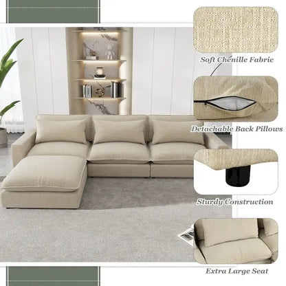 L-Shaped Reversible Sleeper Sectional Couch Pull Out Sofa Bed with Storage Racks, 2 Pillows and USB Port for Living Room
