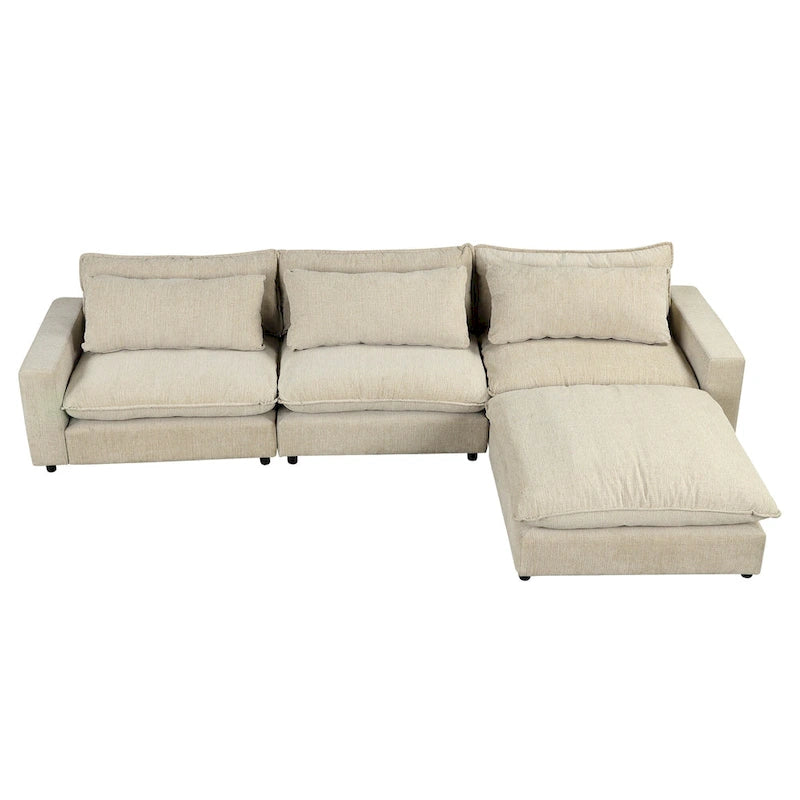 L-Shaped Reversible Sleeper Sectional Couch Pull Out Sofa Bed with Storage Racks, 2 Pillows and USB Port for Living Room