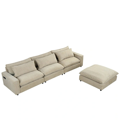 L-Shaped Reversible Sleeper Sectional Couch Pull Out Sofa Bed with Storage Racks, 2 Pillows and USB Port for Living Room