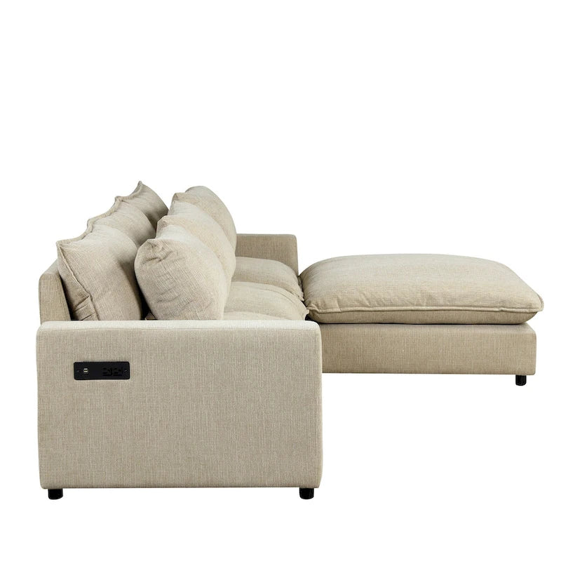 L-Shaped Reversible Sleeper Sectional Couch Pull Out Sofa Bed with Storage Racks, 2 Pillows and USB Port for Living Room