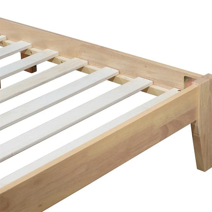 Queen Size Rubber Wooden,Solid Wooden Bed with Upholstered Headboard