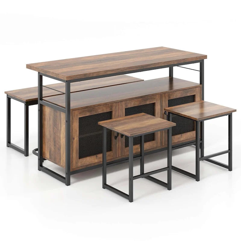 Costway 4 PCS Kitchen Island Set with Bench and Storage Heavy-duty - See Details