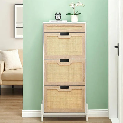 Rattan Shoe Cabinet for Entryway