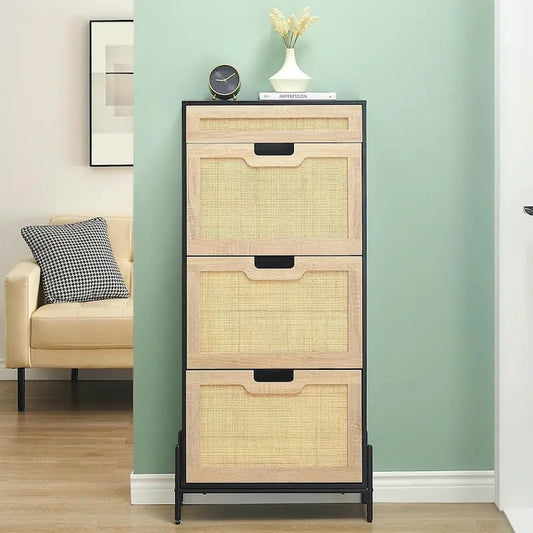 Rattan Shoe Cabinet for Entryway