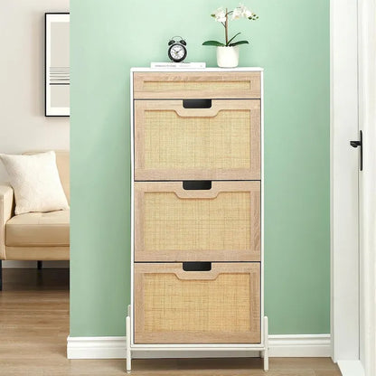 Rattan Shoe Cabinet for Entryway