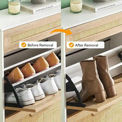 Rattan Shoe Cabinet for Entryway