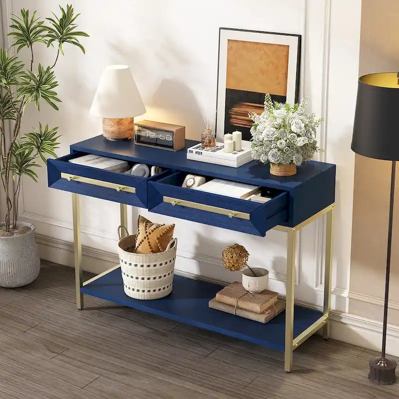 Wood Console Entryway Table with 2 Drawers for Living Room, Entryway