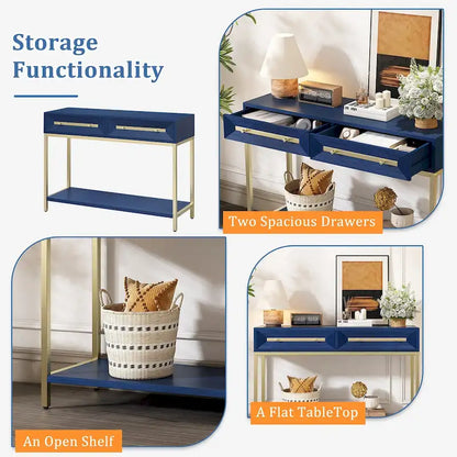 Wood Console Entryway Table with 2 Drawers for Living Room, Entryway