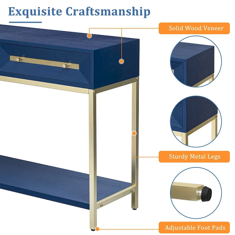 Wood Console Entryway Table with 2 Drawers for Living Room, Entryway