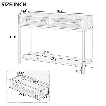Wood Console Entryway Table with 2 Drawers for Living Room, Entryway
