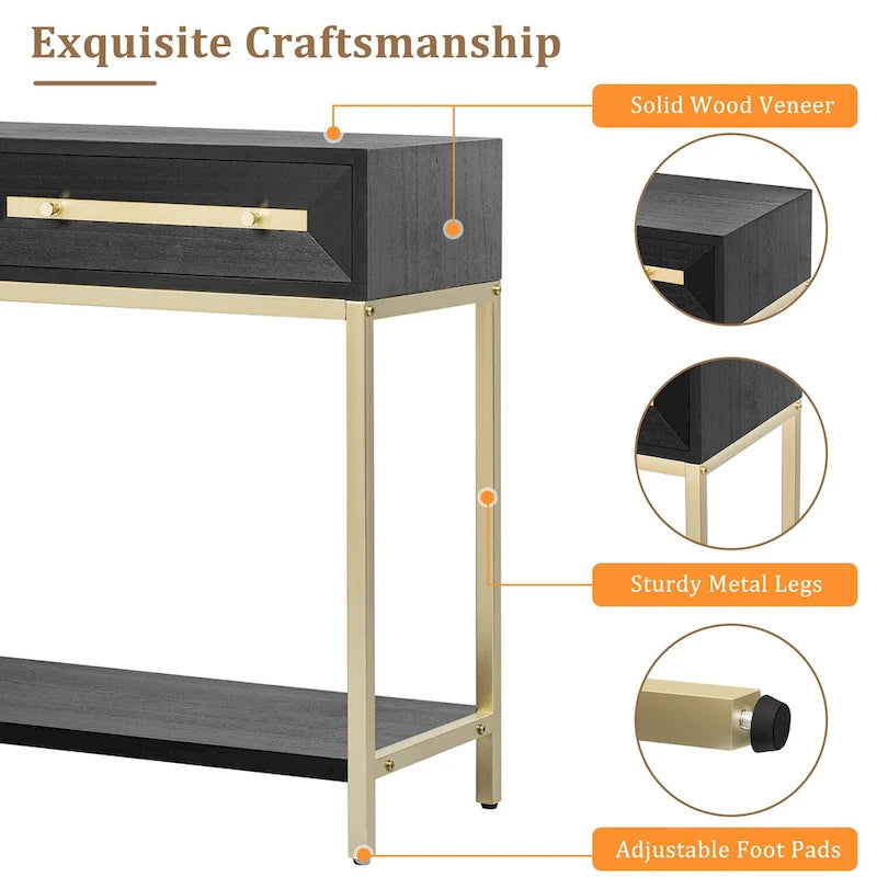 Wood Console Entryway Table with 2 Drawers for Living Room, Entryway