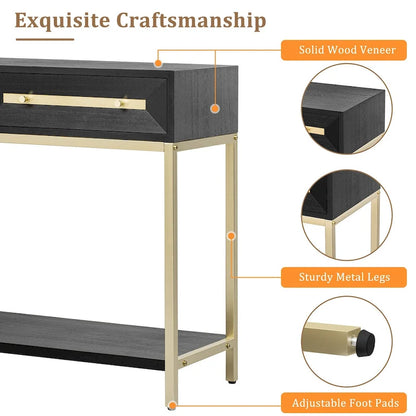 Wood Console Entryway Table with 2 Drawers for Living Room, Entryway