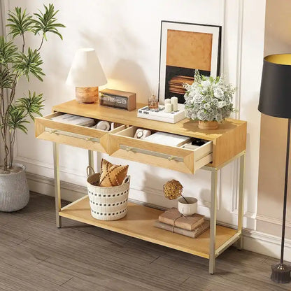 Wood Console Entryway Table with 2 Drawers for Living Room, Entryway
