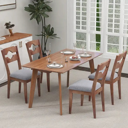 Gymax Set of 4 Dining Chair w/ Padded Seat High Back Rubber Wood Frame