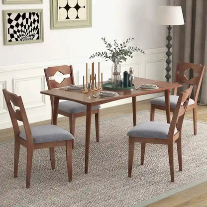 Gymax Set of 4 Dining Chair w/ Padded Seat High Back Rubber Wood Frame