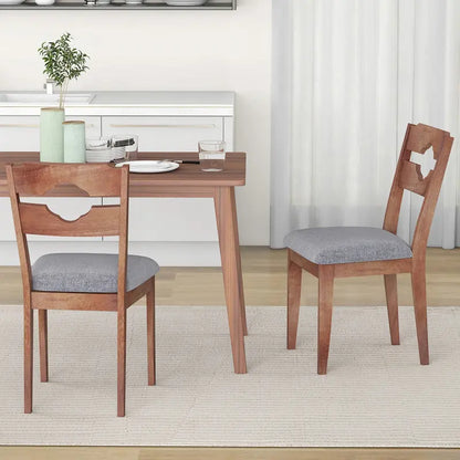 Gymax Set of 4 Dining Chair w/ Padded Seat High Back Rubber Wood Frame