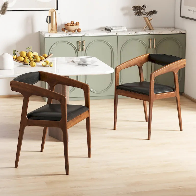 Gymax Set of 4 Accent Chairs PU Leather Upholstered Armchairs w/ Cozy