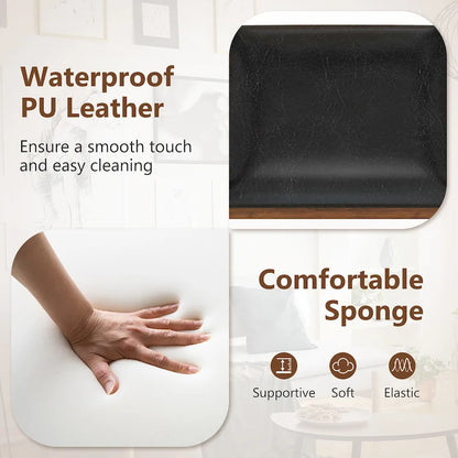 Gymax Set of 4 Accent Chairs PU Leather Upholstered Armchairs w/ Cozy