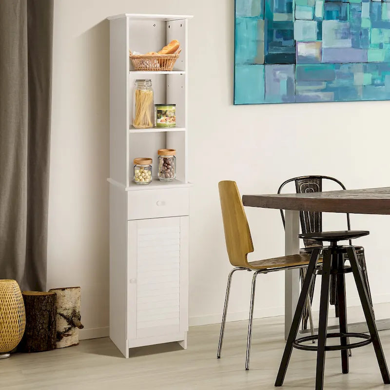 Costway Bathroom Tall Storage Cabinet Freestanding Linen Tower w/ Open - See Details