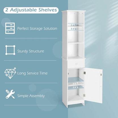Costway Bathroom Tall Storage Cabinet Freestanding Linen Tower w/ Open - See Details