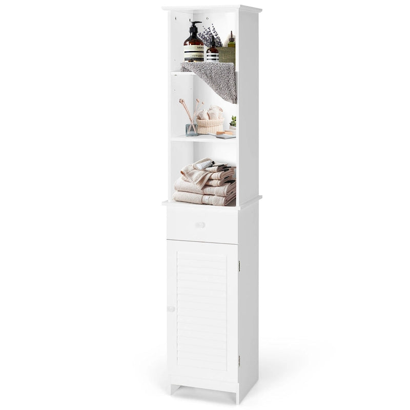 Costway Bathroom Tall Storage Cabinet Freestanding Linen Tower w/ Open - See Details