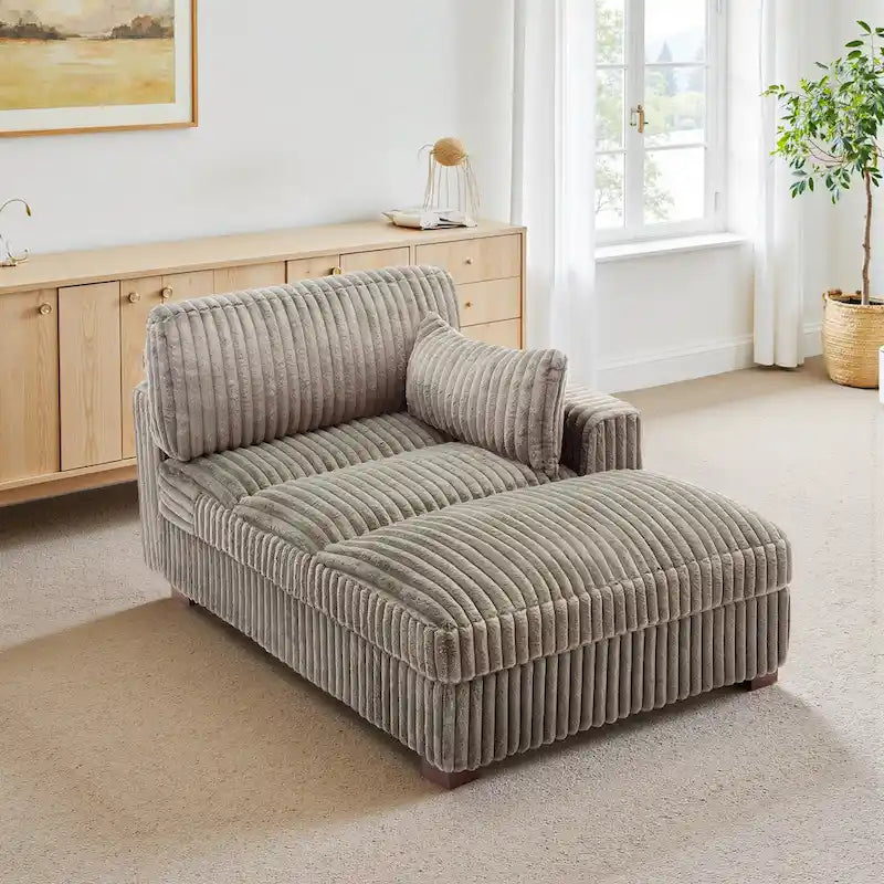 UIXE Upholstered Plush Chaise Lounge Chair For Interior