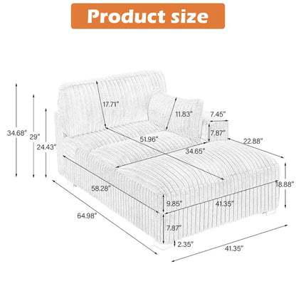 UIXE Upholstered Plush Chaise Lounge Chair For Interior