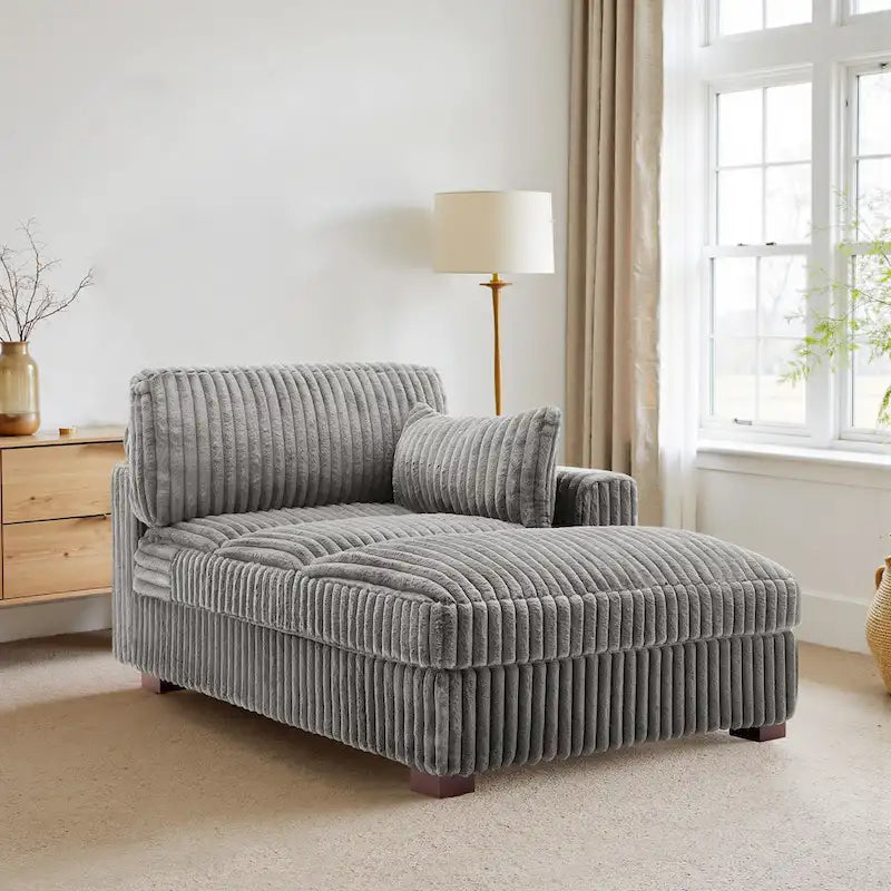 UIXE Upholstered Plush Chaise Lounge Chair For Interior