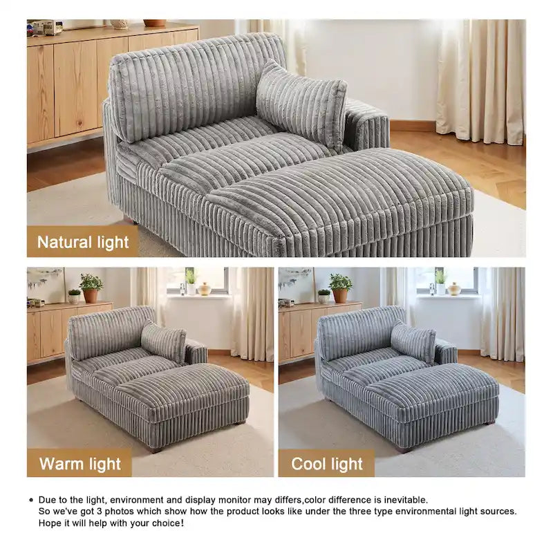 UIXE Upholstered Plush Chaise Lounge Chair For Interior