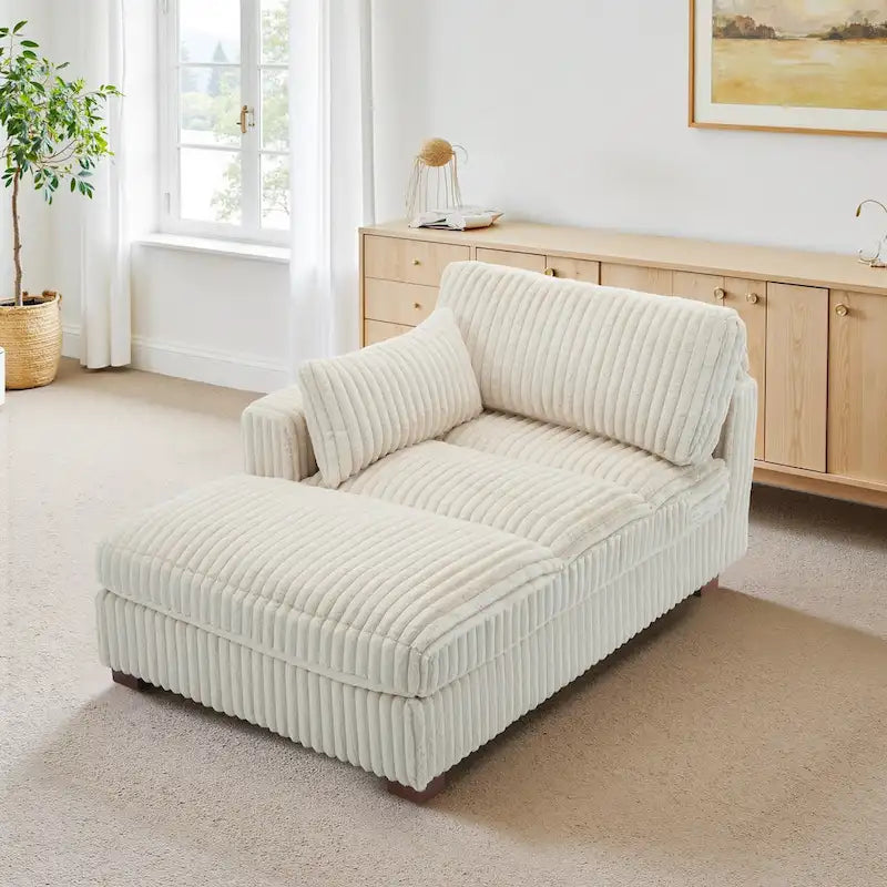 UIXE Upholstered Plush Chaise Lounge Chair For Interior