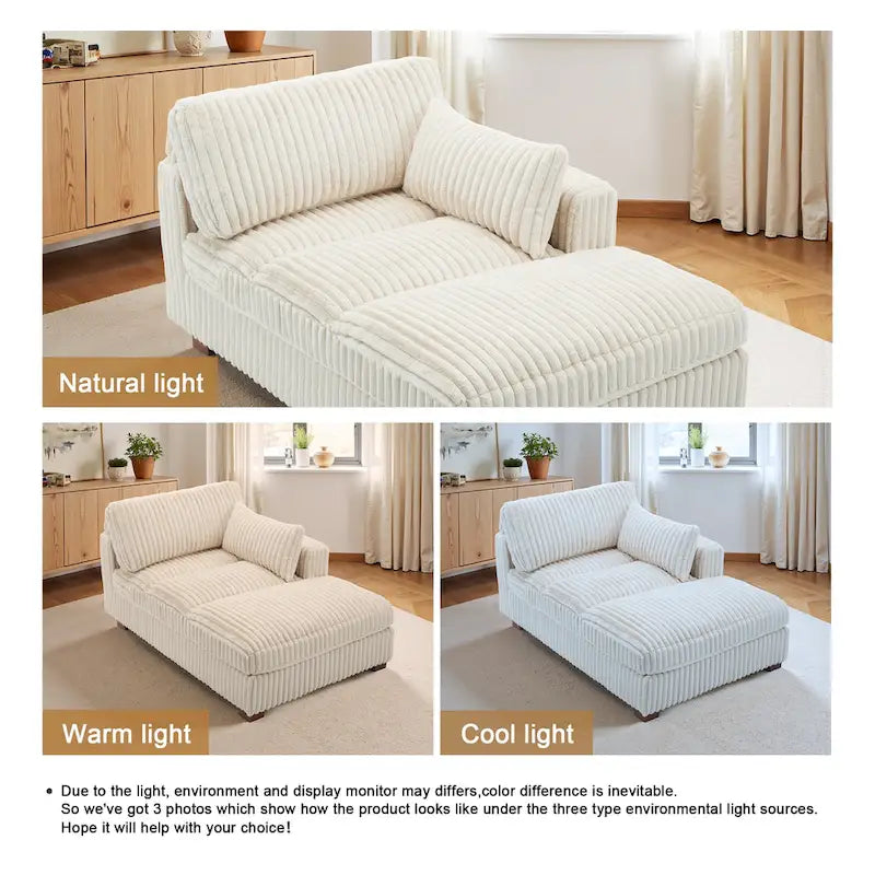 UIXE Upholstered Plush Chaise Lounge Chair For Interior