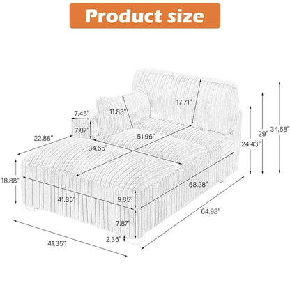 UIXE Upholstered Plush Chaise Lounge Chair For Interior