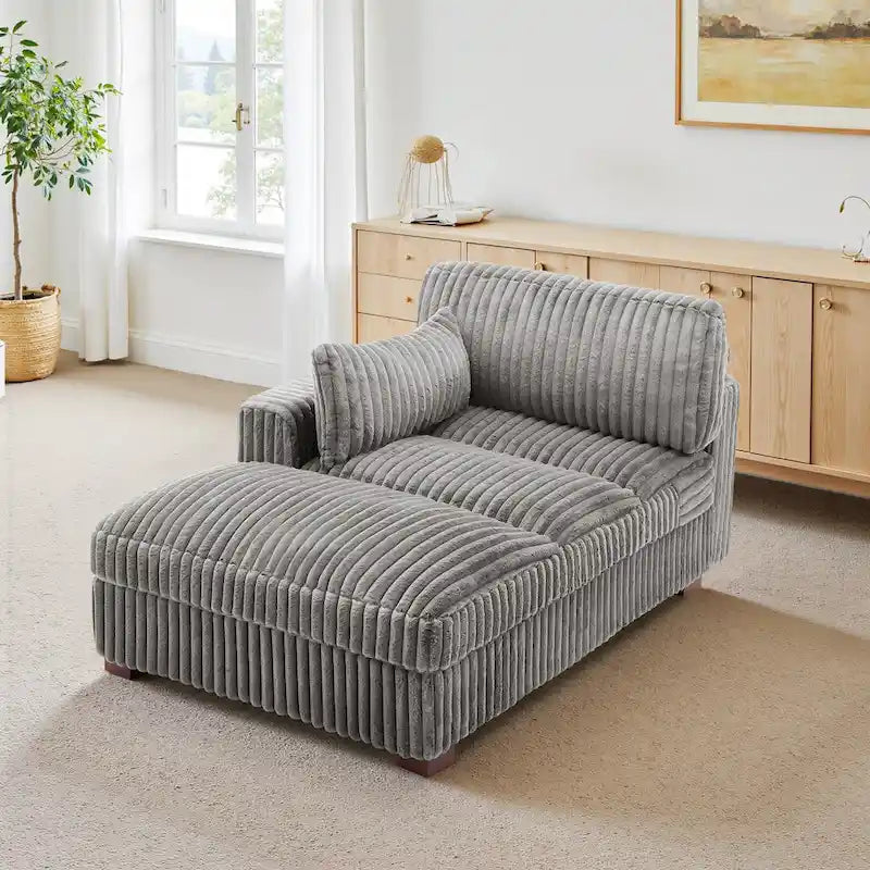 UIXE Upholstered Plush Chaise Lounge Chair For Interior