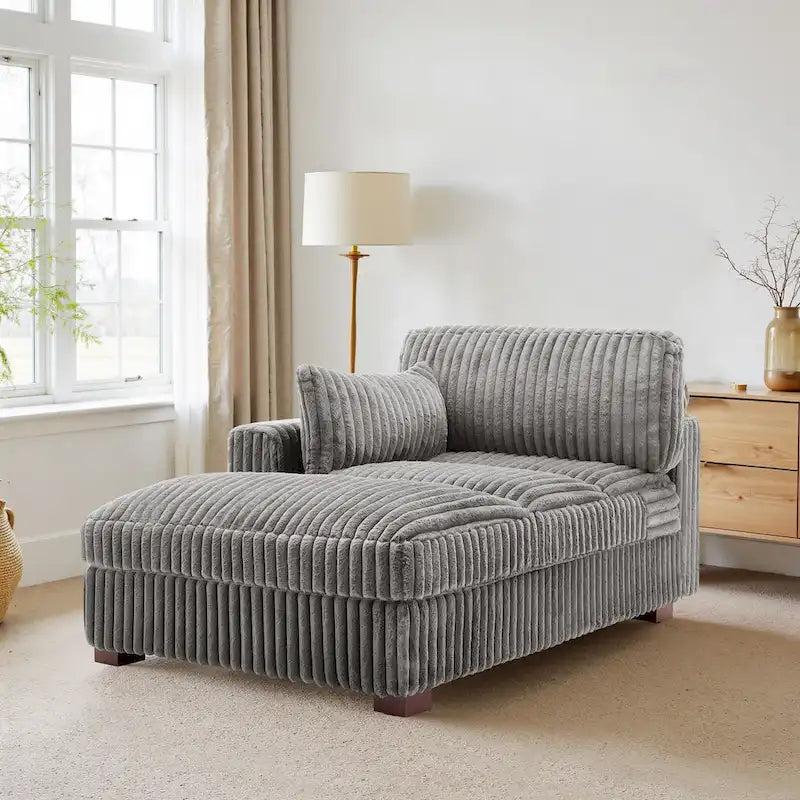 UIXE Upholstered Plush Chaise Lounge Chair For Interior