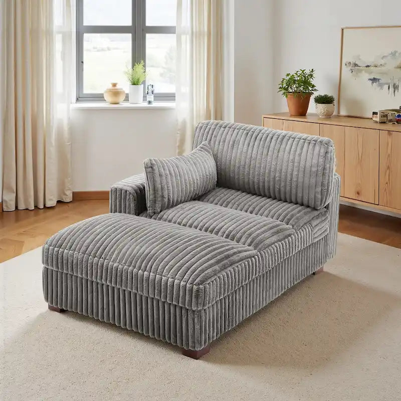 UIXE Upholstered Plush Chaise Lounge Chair For Interior