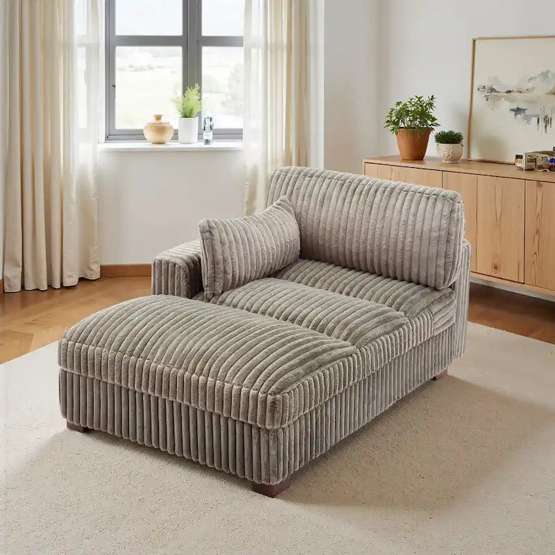 UIXE Upholstered Plush Chaise Lounge Chair For Interior