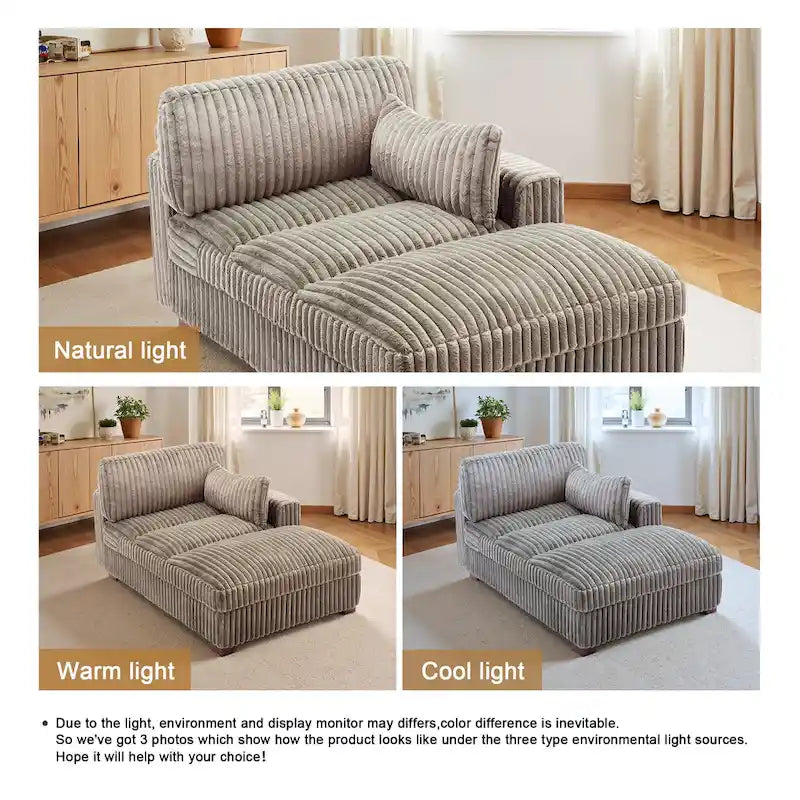 UIXE Upholstered Plush Chaise Lounge Chair For Interior