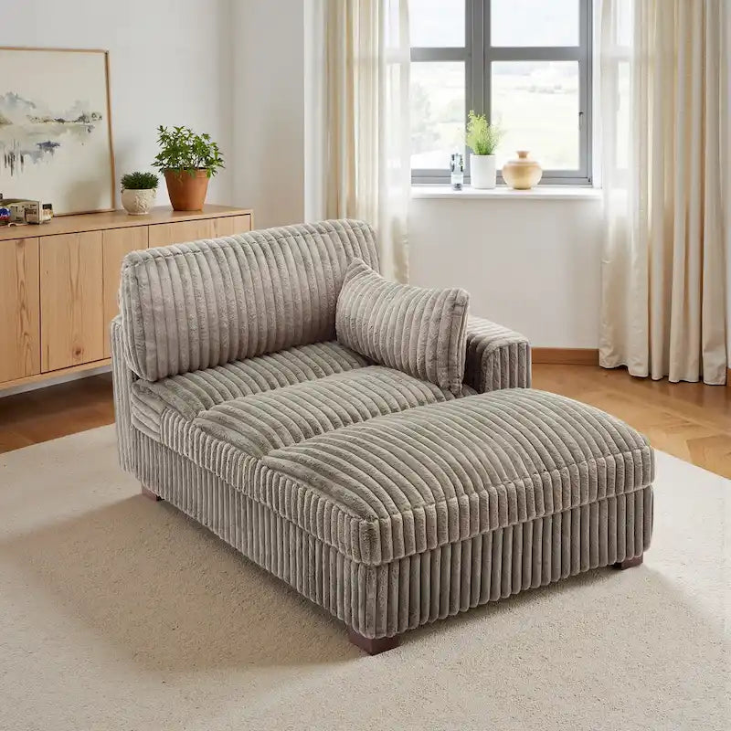 UIXE Upholstered Plush Chaise Lounge Chair For Interior