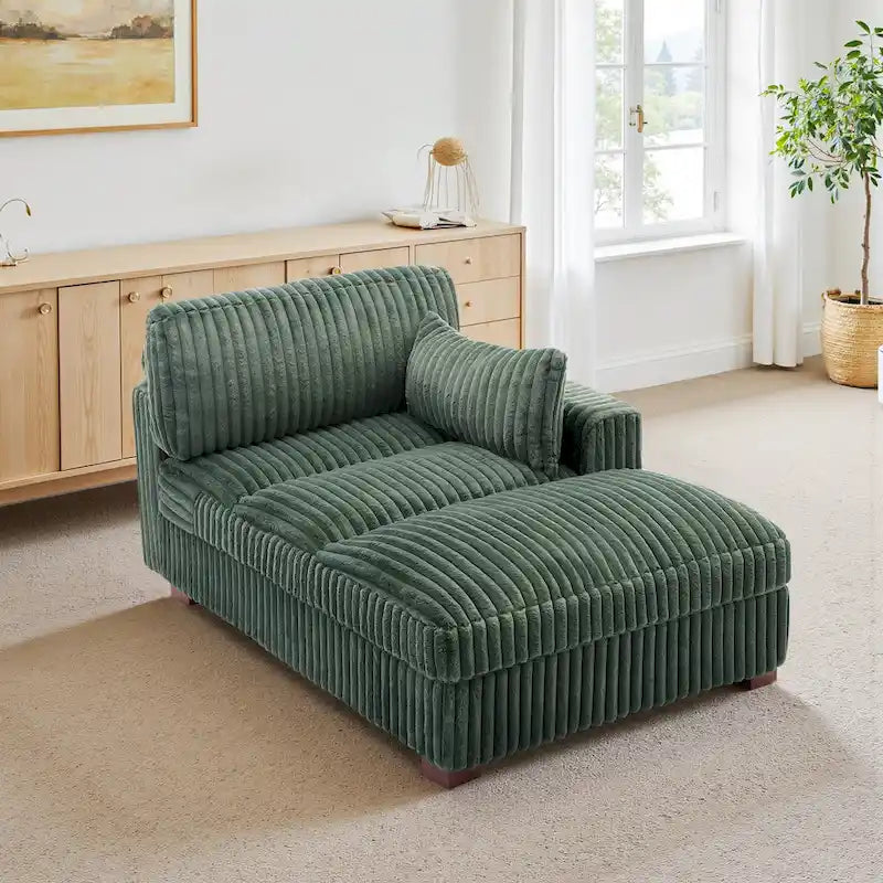 UIXE Upholstered Plush Chaise Lounge Chair For Interior